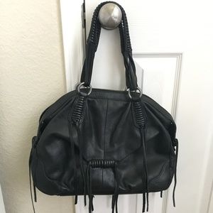 Lucky Brand Black Leather Tassel Handbag